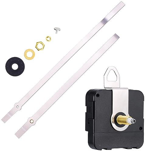 Asudaro High-Torque Uhrwerk Zeiger High-Torque Welle Zeiger Quarz DIY Wanduhr Uhrwerk Mechanismus Uhr Silent Bewegung für 8mm Dicke Clock Panel DIY große Wanduhr Teile Reparatur-Kit Silber von Asudaro