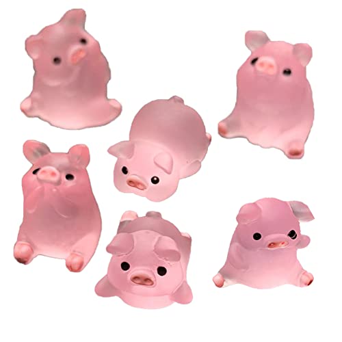 Asudaro Mini Schwein Deko Ornament, 6St Niedlich Rosa Schweinchen Mini-Schweine Glück Figur Kleiner Schwein Deko Schwein Figur Tierfiguren Deko für DIY-Bastelarbeiten, Miniatur-Fee-Gartendekor Rosa von Asudaro