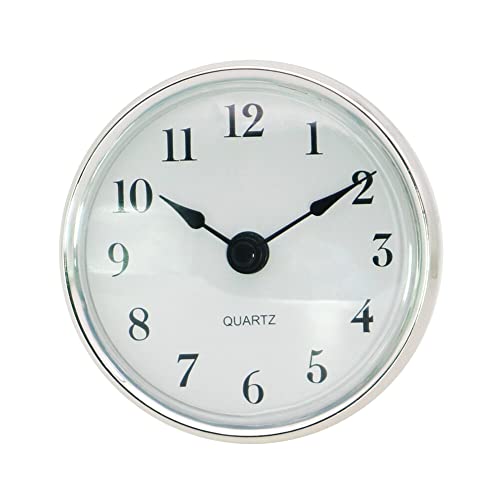 Asudaro Uhrwerk Einsteckuhrwerk Retro Runde Quarzuhr Einfügen Europäischer Stil Clock Quarzwerk Inserts Einbau-Uhr Home Office Klassenzimmer DIY Deko 70mm/80mm/90mm/103mm/108mm/150mm 80mm#Silber von Asudaro