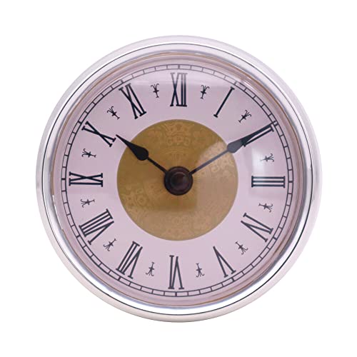 Asudaro Uhrwerk Einsteckuhrwerk Retro Runde Quarzuhr Einfügen Europäischer Stil Clock Quarzwerk Inserts Einbau-Uhr Home Office Klassenzimmer DIY Deko 70mm/80mm/90mm/103mm/108mm/150mm 80mm#Silber von Asudaro