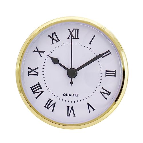 Asudaro Uhrwerk Einsteckuhrwerk Retro Runde Quarzuhr Einfügen Europäischer Stil Clock Quarzwerk Inserts Einbau-Uhr Home Office Klassenzimmer DIY Deko 70mm/80mm/90mm/103mm/108mm/150mm 90mm#Gold von Asudaro