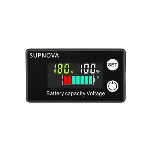 Batterie Kapazität Voltmeter,Asudaro LCD Display Batterie Messgerät mit Alarm Batterie Kapazität Spannung Voltmeter Monitor DC 12V 24V 36V 48V 60V 72V 84V für Autos Boote Wohnmobile,Farbbildschirm von Asudaro