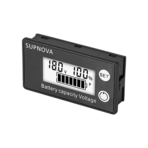 Batterie Kapazität Voltmeter,Asudaro LCD Display Batterie Messgerät mit Alarm Batterie Kapazität Spannung Voltmeter Monitor DC 12V 24V 36V 48V 60V 72V 84V für Autos Boote Wohnmobile,Weiß von Asudaro