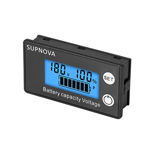 Batterie Kapazität Voltmeter,Asudaro LCD Display Batterie Messgerät mit Alarm Batterie Kapazität Spannung Voltmeter Monitor DC 12V 24V 36V 48V 60V 72V 84V für Autos Boote Wohnmobile,blau von Asudaro