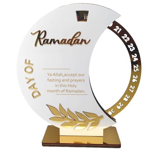 Ramadan Countdown Kalender,Drehbar Eid Mubarak Kalender,DIY Zahlen Drehbar Ramadan Adventskalender,Countdown-Kalender Ornament Gebet Ramadan Mubarak,Ramadan Wohnzimmer Deko,Typ1(Weiß) von Asudaro