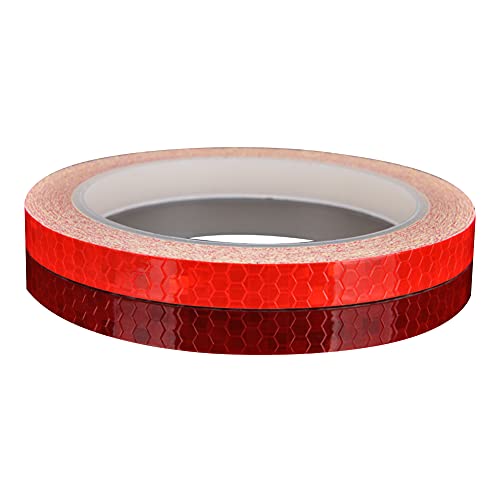 Asudaro Selbstklebendes Reflektierendes Klebeband, 2Rollen Reflektorband Warnklebeband Wasserdichtes Waben Fluoreszierende Reflektierende Dekorative Aufkleber für Fahrrad-LKW-Motorrad-Auto 8M,Rot von Asudaro