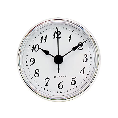 Uhrwerk Einsteckuhrwerk Retro Runde Quarzuhr Einfügen Europäischer Stil Clock Quarzwerk Inserts Einbau-Uhr Home Office Klassenzimmer DIY Deko 70mm/80mm/90mm/103mm/108mm/150mm 70 mm#silberner Rahmen von Asudaro