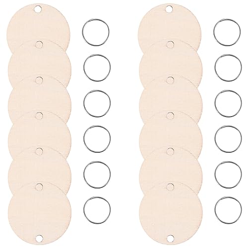 Asuinxurr 100 Stücke Runde Holzscheiben Mit Löchern Geburtstag Board Etiketten Und 100 Stücke 15 Mm Ringe Für Kunst Und (3Cm) von Asuinxurr