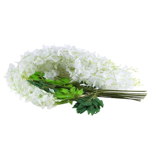 Asuinxurr 12 Paket (43,2 Ft) KüNstliche Glyzinien Rebe GefäLschte Glyzinien HäNgende Girlande Seide Lange HäNgende Blumen String Haus Hochzeit () von Asuinxurr