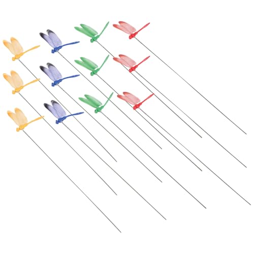 Asuinxurr 12 StüCk KüNstliche Libelle Schmetterlinge Garten Dekoration AußEn Simulation Libelle PfäHle Yard Pflanze Lawn Stick von Asuinxurr