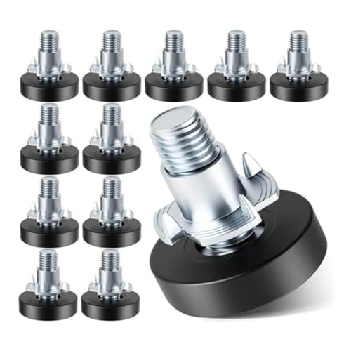 Asuinxurr 12 Stück Möbelnivellierfüße mit T-Nüssen, 1/4In-20 UNC-Gewinde Verstellbare Nivellierfüße, Schwarze Beinnivellierfüße zum Einschrauben für Den Schreibtisch von Asuinxurr