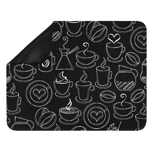 Asuinxurr Trockenmatte Abtropfmatte für Geschirr 40x50cm Kaffeemaschine Abtropfmatte Küche Barmatte Tampermatte Kaffeematte Antirutschmatte für Kaffeevollautomat, Mikrowelle Backofen, Toaster (C) von Asuinxurr