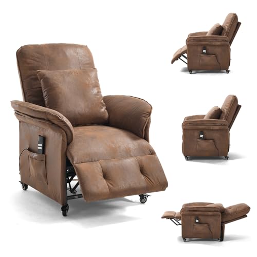 Asukale 2 Motoren Elektrischer Relaxsessel, Fernsehsessel mit Liegefunktion, TV Sessel Wohnzimmer mit Rollen, Verstellbarer Rückenlehne & Fußstütze, 2 Seitentaschen, Recliner Chair, Braun Flockleder Asukale 2 Motoren Elektrischer Relaxsessel, Fernsehsessel mit Liegefunktion, TV Sessel Wohnzimmer mit Rollen, Verstellbarer Rückenlehne & Fußstütze, 2 Seitentaschen, Recliner Chair, Braun Flockleder von Asukale