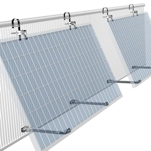 Asukale Balkonkraftwerk Halterung mit Haken - 0° 25-40° Verstellbare Befestigung für Solarpanel - Solarmodul Aufständerung für Balkonkraftwerk - PV Solar Modul Alu Halterungen, 2 set von Asukale