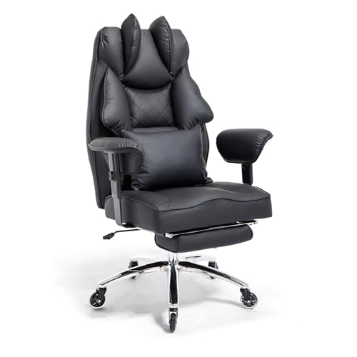 Asukale Ergonomischer Bürostuhl 200kg, Chefsessel mit Fußstütze, Schreibtischstuhl mit Lendenkissen, Bequem XXL Breiter Sitzfläche, verdickte Gepolstert, Höhenverstellbar, Kratzfeste Leder Asukale Ergonomischer Bürostuhl 200kg, Chefsessel mit Fußstütze, Schreibtischstuhl mit Lendenkissen, Bequem XXL Breiter Sitzfläche, verdickte Gepolstert, Höhenverstellbar, Kratzfeste Leder von Asukale