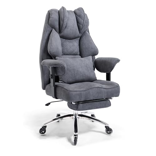 Asukale Ergonomischer Bürostuhl 200kg, Chefsessel mit Fußstütze, Schreibtischstuhl mit Lendenkissen, Bequem XXL Breiter Sitzfläche, verdickte Gepolstert, Höhenverstellbar, Wildlederimitat Asukale Ergonomischer Bürostuhl 200kg, Chefsessel mit Fußstütze, Schreibtischstuhl mit Lendenkissen, Bequem XXL Breiter Sitzfläche, verdickte Gepolstert, Höhenverstellbar, Wildlederimitat von Asukale