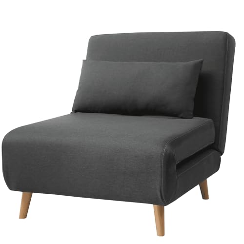 Asukale Schlafsofa, 4 in 1 Schlafsessel mit Bettfunktion, Schlafcouch, Gästebett, Einzelsofa, Polstersofa, mit Verstellbarer Rückenlehne,Chaiselongue, für Schlafzimmer, Wohnzimmer Darkgrau von Asukale
