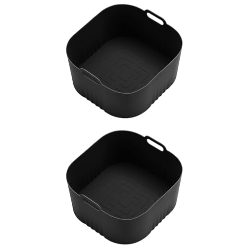 2 Stück Luftfritteusen Pad Silikon Air Fritteusen Korb Air Fritteusen Schüssel Multifunktionales Silikon Kochen Werkzeug Zum Kochen Spülmaschinenfest Air Fritteusen Kochtabletts von Asukohu