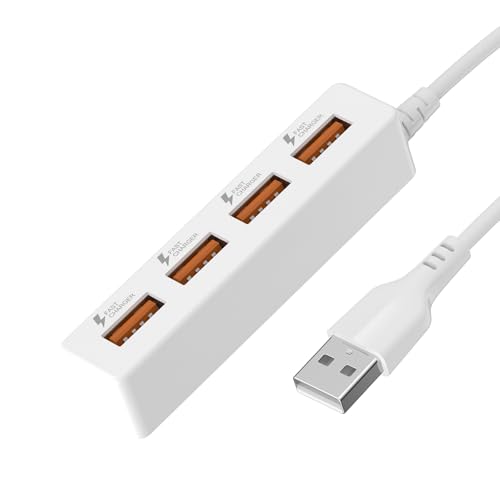 Asukohu 4 in 1 USB 2.0 Splitter Kabel USB Power Splitter Kabel USB 2.0 Stecker auf 4 USB Buchse Splitter Kabel Laden Datenübertragung USB Splitter mit Netzteil von Asukohu