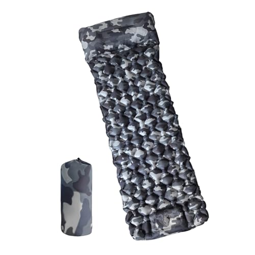Asukohu Aufblasbare Unterlage mit Kissen Rucksackreisen Camping Luftmatratze Outdoor Camping Matte Faltunterlage Schlafen Luftmatratze von Asukohu