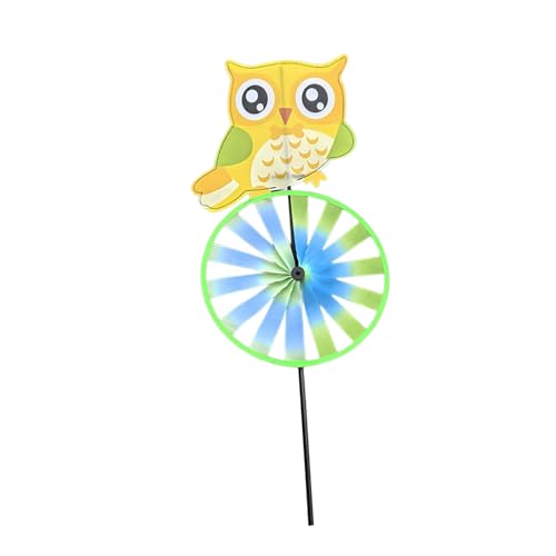 Asukohu Wetterfeste Eule Windmühle Spinner Rasen Orament Drehblatt Design Einfacher Bodenhalterung Für Patios Garten Farbenfrohe Windmühle Outdoor Dekore von Asukohu