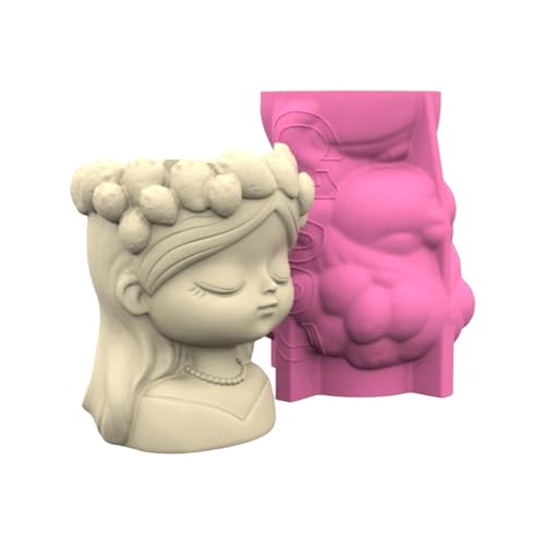 Flexible Mädchen Kopfblumenhalter Crafting Silikonform Für Handgefertigte Beton Pflanzer Gartendekoration Werkzeug Little Girl Form Gipsgussform von Asukohu