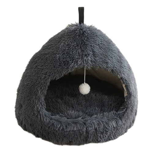 Katzen-Höhlenhaus aus langem Plüsch, Winter, Schlaf, warme Lebensräume, abnehmbare Baumwollkissen für verschiedene Katzen, kleine Hunde, Indoor-Haus Katzen-Höhlenhaus aus langem Plüsch, Winter, Schlaf, warme Lebensräume, abnehmbare Baumwollkissen für verschiedene Katzen, kleine Hunde, Indoor-Haus von Asukohu