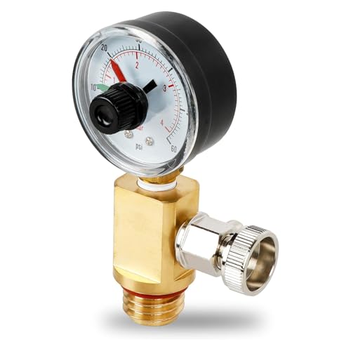 Manuelle Entlüftungsventile aus Messing mit Manometer für Poolfiltersysteme Schwimmbad-Wartungszubehör Messing Entlüftungsventile für Poolsysteme von Asukohu