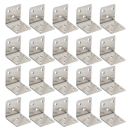 Robuste Metall-Eckstreben, L-Form, Edelstahl-Halterung für Regale, silberfarbene Möbelbeschläge, L-Form, 20 Stück Robuste Metall-Eckstreben, L-Form, Edelstahl-Halterung für Regale, silberfarbene Möbelbeschläge, L-Form, 20 Stück von Asukohu