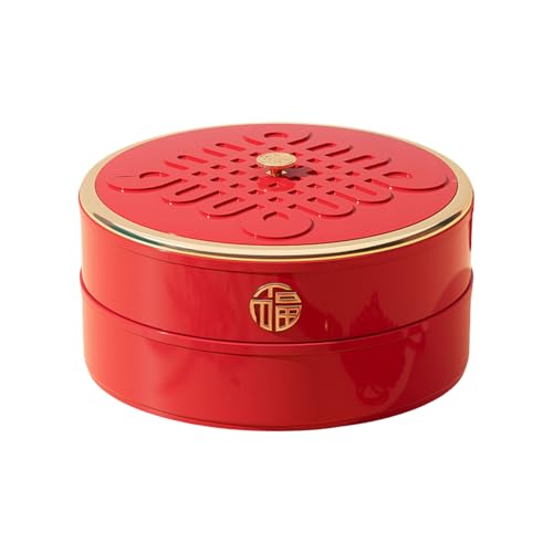 Snacks Servierschale Candy Box unterteilt mit Deckel Chinesisches Knotenmuster für Frühlingsfest Weiß/Rötung/Grün und Süßigkeitentablett von Asukohu
