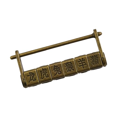 Zink Legierungs Vorhängeschloss Mit Kompliziertem Chinesischem Charakter Miniaturschrank Passwort Sperren Alte Orientalische Traditionelle Chinesische Charaktere von Asukohu