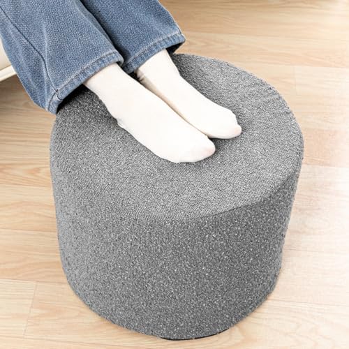 Asuprui Stützende Bouclé-Ottomane und Fußstütze verschönern Ihr Wohnzimmer-Dekor mit leichtem Sitzhocker und Komfortbezug, moderner Schaumstoff-gefüllter Poof perfekt, um Ihre Füße auszuruhen von Asuprui
