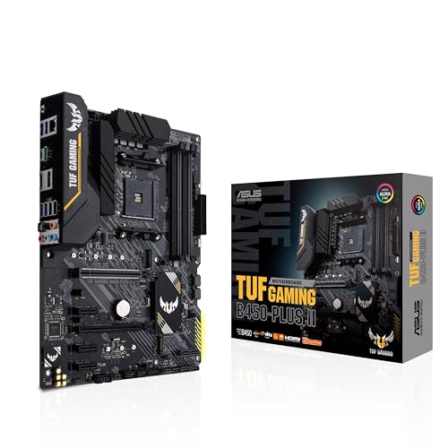 Asus TUF Gaming B450-Plus II Mainboard Sockel AM4 (ATX, AMD Ryzen, DDR4-Speicher, M.2, USB 3.1 Gen1+ Gen2, Aura Sync, Ai Noise Cancelling Mikrofon) von ASUS