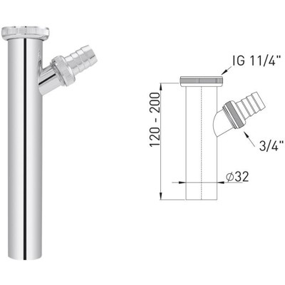 Verstellrohr MS vc, 32 x 200mm, mit Einlauf 45° von Asw