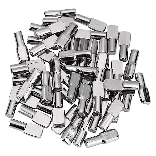 Asyduey 1 Satz 5 mm Schrankregal-Stützstifte Löffelförmige Metall-Regalstifte für Regale, 100 Stück Silberfarben von Asyduey