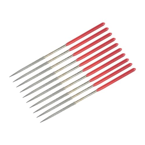 Asyduey 10-Teiliges Rundes Diamant-Nadelfeilen-Set, 3 mm X 140 Mm, Rundes Diamant-Nadelfeilen-Set zum Schleifen Von Metall, und Glas von Asyduey