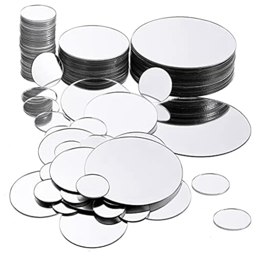 Asyduey 100 Stück Mini-Rundspiegel, Kleiner Runder, Selbstklebender, Runde Bastelspiegelfliesen zum Basteln, Langlebig, Einfache Installation, Einfach zu Verwenden von Asyduey