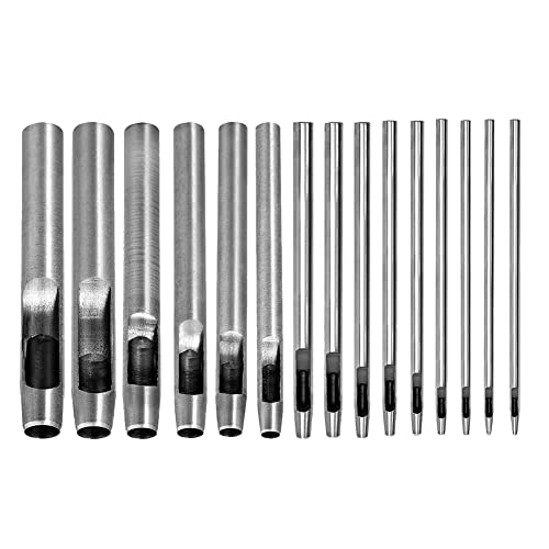 Asyduey 15-Teiliges Lochstanzer-Lederlocher-Cutter 0,5 Mm-10 Mm Rundstanzwerkzeug-Set Lederhandwerk-Arbeitskit für Leder, Uhr Asyduey 15-Teiliges Lochstanzer-Lederlocher-Cutter 0,5 Mm-10 Mm Rundstanzwerkzeug-Set Lederhandwerk-Arbeitskit für Leder, Uhr von Asyduey