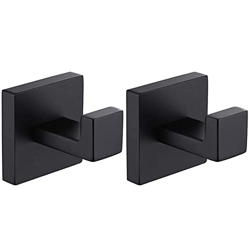 Asyduey 2Er Pack Matte Schwarz Handtuch Haken Edelstahl Badezimmer Rostfrei Kleidung Handtuch Kleiderhaken Wand Quadratische Toilette KüChe Schwere TüR HäNger von Asyduey