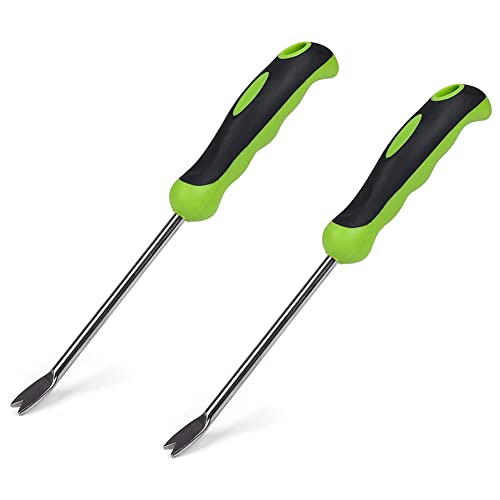 Asyduey 2er-Pack Garten-Hand-Unkrautjäter-Werkzeug, Gartengerät mit Ergonomischem, Edelstahl-Garten-Rasen-Unkrautzieher, Bodenlockerungswerkzeug von Asyduey