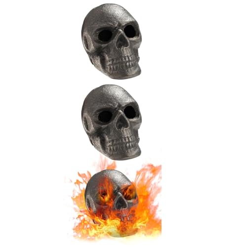 Asyduey 3 Stück Lava-Totenkopf-Steine, Totenkopf für Feuerstelle, Skelett-Feuerstellenköpfe, Halloween-Totenkopf-Feuersteine von Asyduey