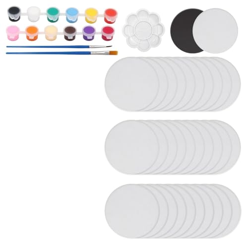 Asyduey 30 Stück 2,6 Mini Magnetische Leinwandtafel, Magnetische Malleinwandtafel mit Malset Rund von Asyduey