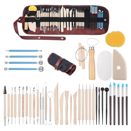Asyduey 43-Teiliges Töpferwerkzeug-Set, Ton-Bildhauerwerkzeuge, Polymer-Ton-Werkzeugset, Keramikwerkzeuge für Heimwerkerarbeiten von Asyduey
