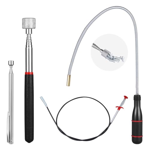 Asyduey 4er-Pack Teleskop-Magnet-Hebewerkzeug-Set, Ausziehbares Magnetisches Teleskop-Hebewerkzeug 1-15 Pfund und 23 Biegbare von Asyduey