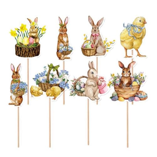 Asyduey 8 STK. Niedliche Küken- und Hasen-Ei-Cupcake-Topper, Set Zur Dekoration Von, Geburtstagsfeier oder Babyparty. Robust. von Asyduey