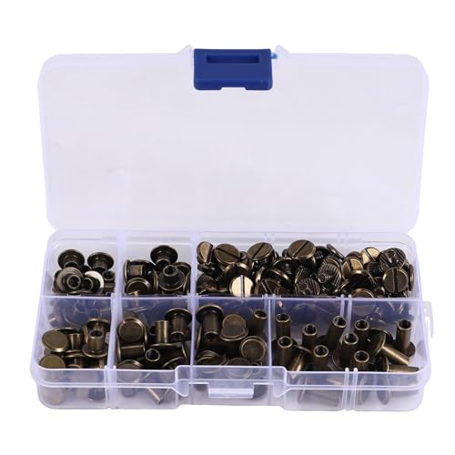 Asyduey 90 Sets Chicago Schrauben, Sortiertes Kit, 6 GrößEn Von Runden Flach Kopf Leder Nieten, Mach Es Selbst, Metall Schrauben, Nieten für Heimwerker Leder B Asyduey 90 Sets Chicago Schrauben, Sortiertes Kit, 6 GrößEn Von Runden Flach Kopf Leder Nieten, Mach Es Selbst, Metall Schrauben, Nieten für Heimwerker Leder B von Asyduey
