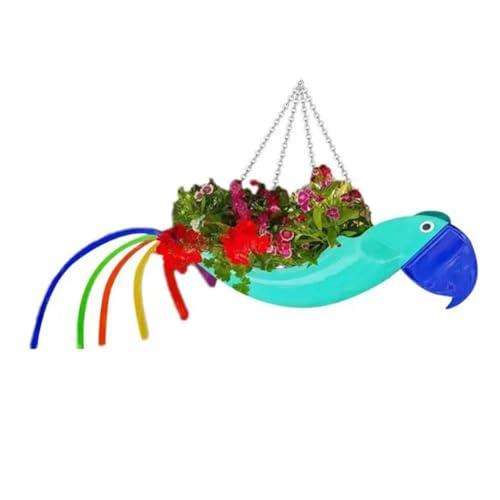 Asyduey Blumentopf Aus Metall, Exquisite Form Eines Fliegenden, Bunter Papagei-Blumentopf, Hängender Pflanztopf, Dekorativer Blumentopf für Den Garten, L, D von Asyduey