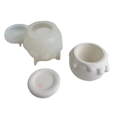 Asyduey DIY-Honigglas-Silikonform Aus Gips, Kerzenbox mit Deckel, Bastelform, Handgefertigter Schmuck-Aufbewahrungsbehälter, Harz-Zementform, Wiederverwendbar, Einfach zu Verwenden von Asyduey