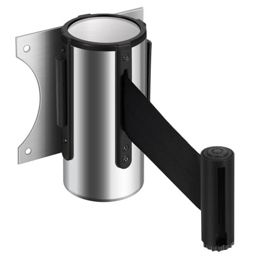 Asyduey Einziehbarer Absperrgurt Zur Kontrolle Von Menschenmengen – Langes, An der Wand Montiertes Sicherheitsabsperrband, Warteschlangenteiler mit Nylongurt, Langlebig, Einfach zu Installieren von Asyduey