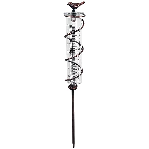 Asyduey Kapazitäts-Spiral-Regenmesser Aus Glas, Gusseisen-Hängender Regenmesser, Garten-Regenwasserzähler mit Metallrahmen 50 X 3,5 X 3,5 cm von Asyduey